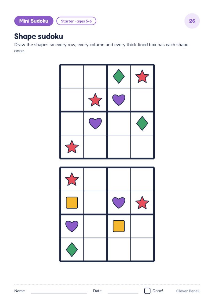 Shape sudoku for younger children
